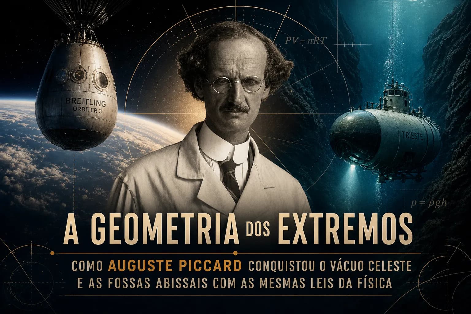 A Geometria dos Extremos: Como Auguste Piccard Conquistou o Vácuo Celeste e as Fossas Abissais com as Mesmas Leis da Física